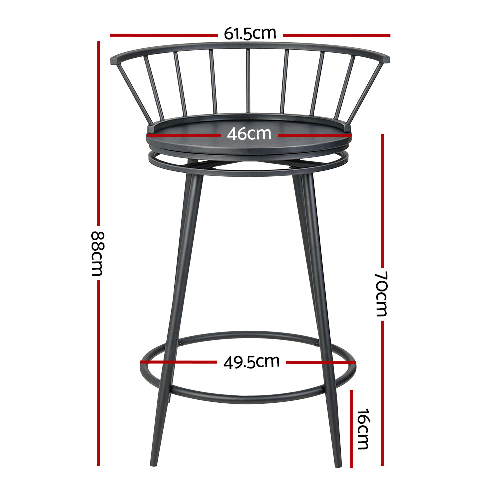 Artiss 2x Bar Stools Swivel Metal Chairs - Cosy Abode