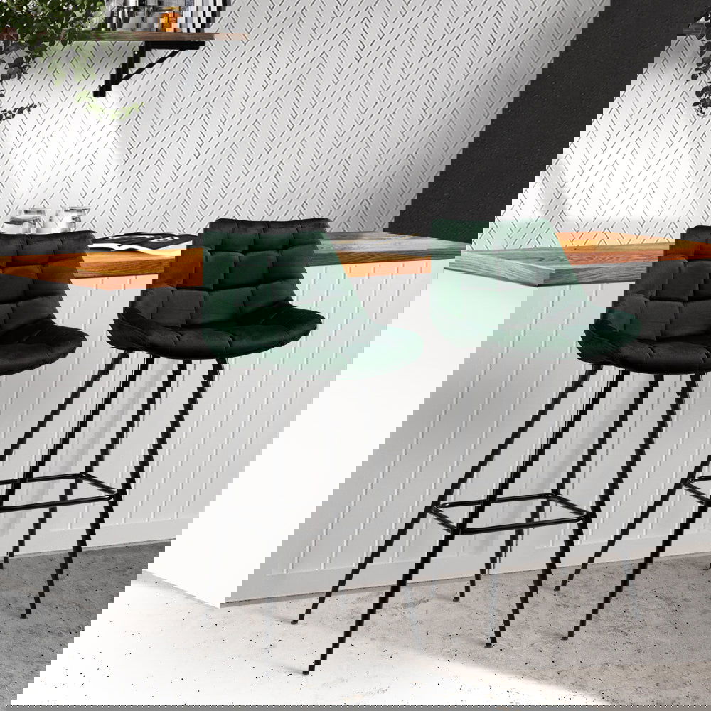 Artiss 2x Bar Stools Velvet Chairs Green - Cosy Abode