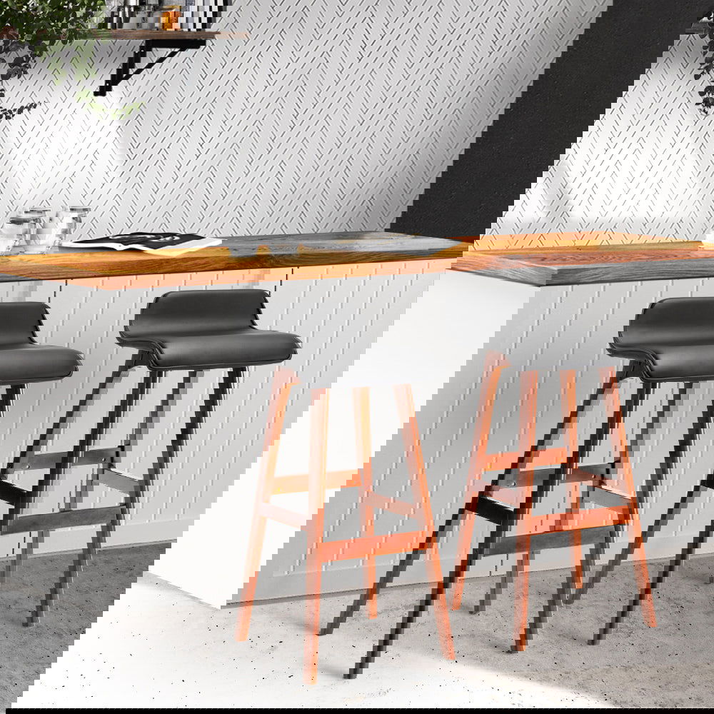 Artiss 2x Bar Stools Wooden Stool Black - Cosy Abode