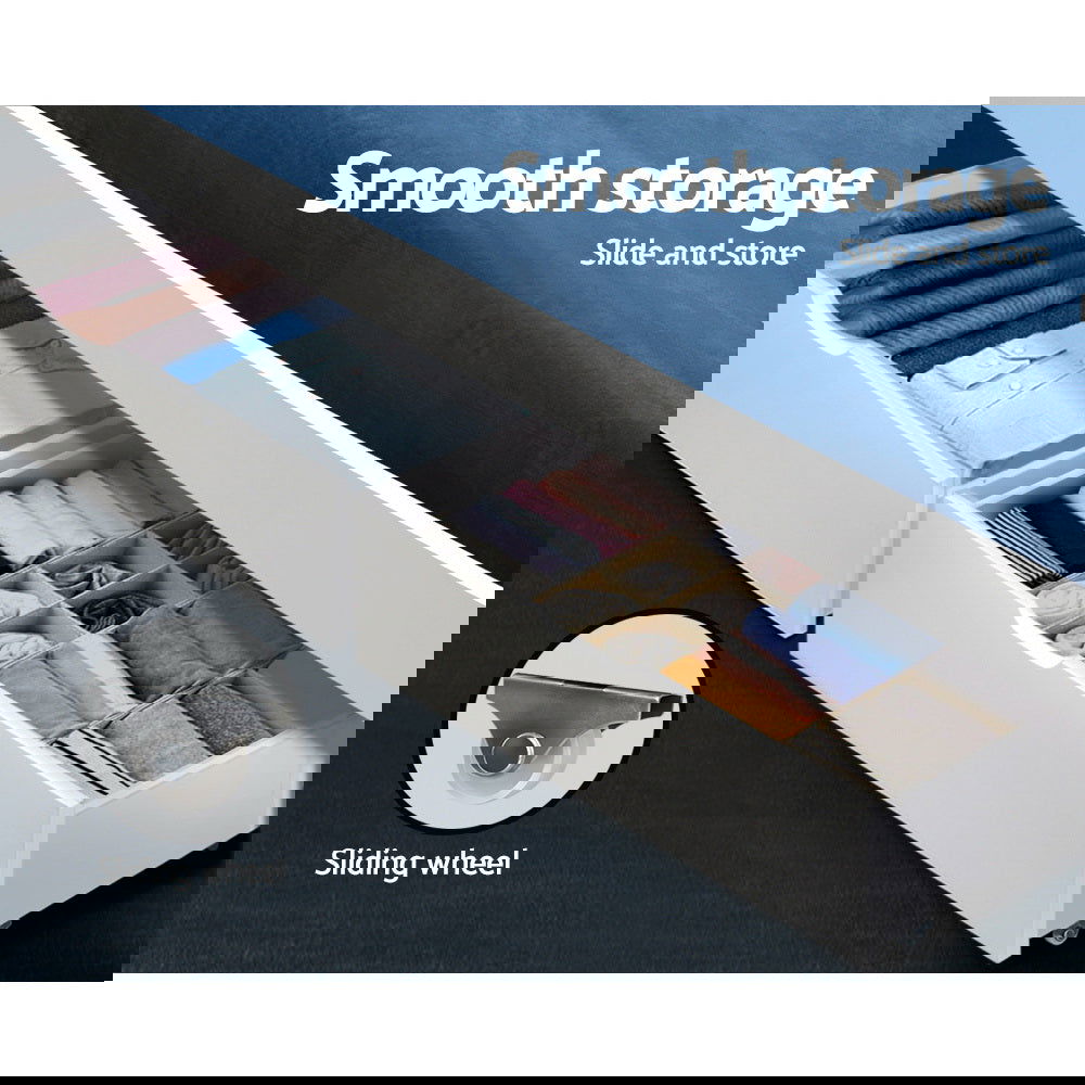 Artiss 2x Bed Frame Storage Drawers Trundle White - Cosy Abode