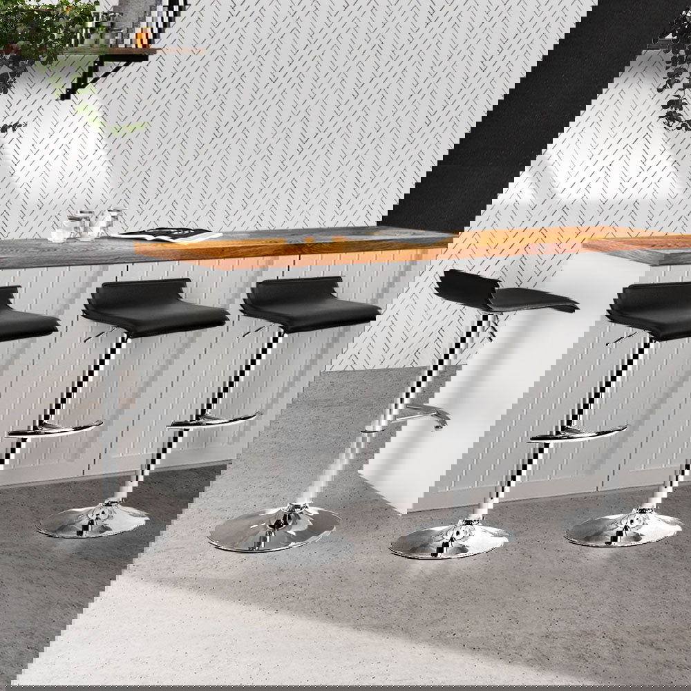 Artiss 4x Bar Stools Adjustable Gas Lift Chairs Black - Cosy Abode