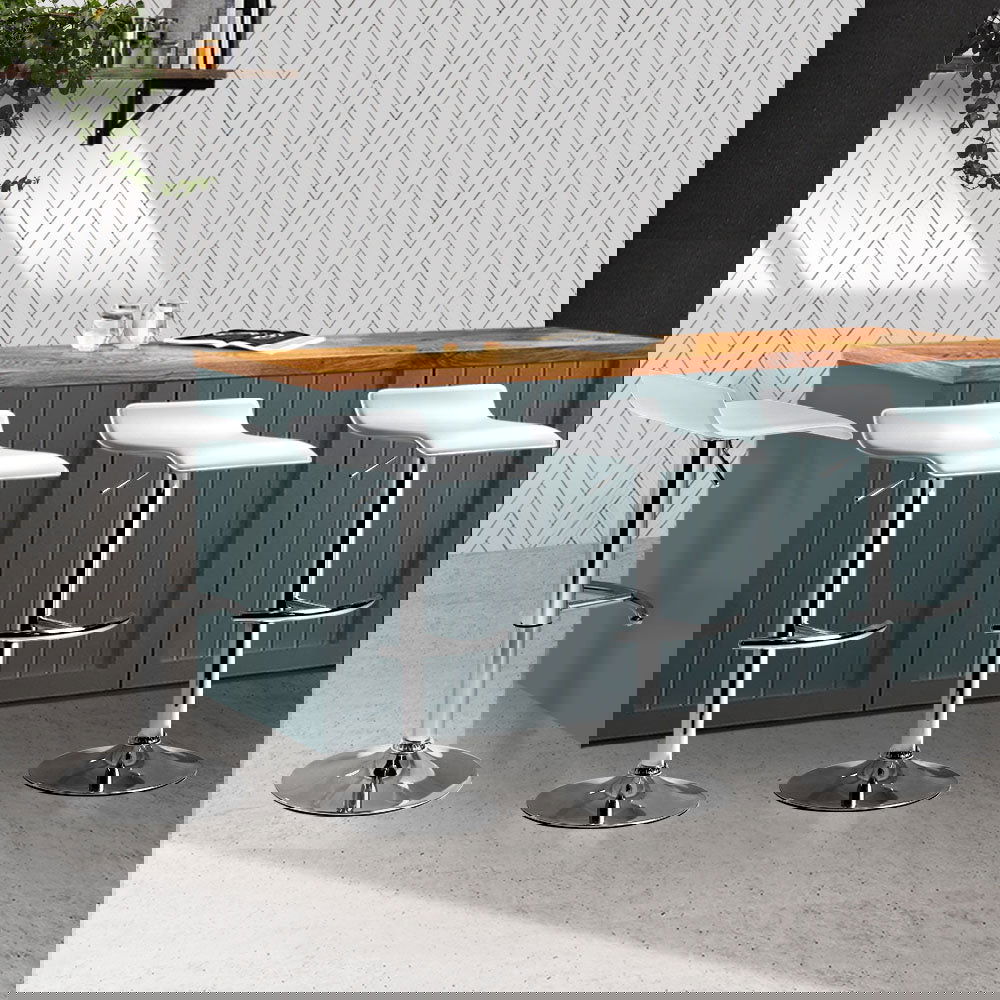 Artiss 4x Bar Stools Adjustable Gas Lift Chairs White - Cosy Abode