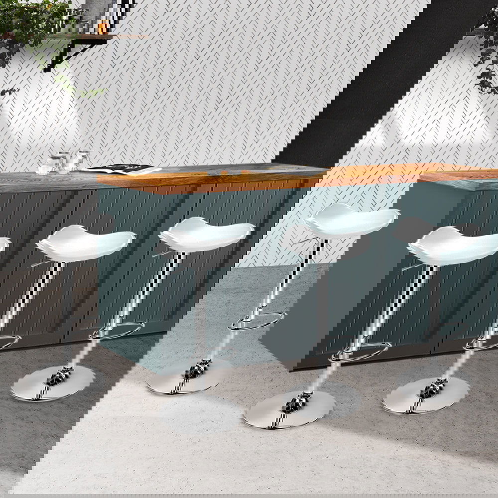 Artiss 4x Bar Stools Leather Gas Lift Chair White - Cosy Abode