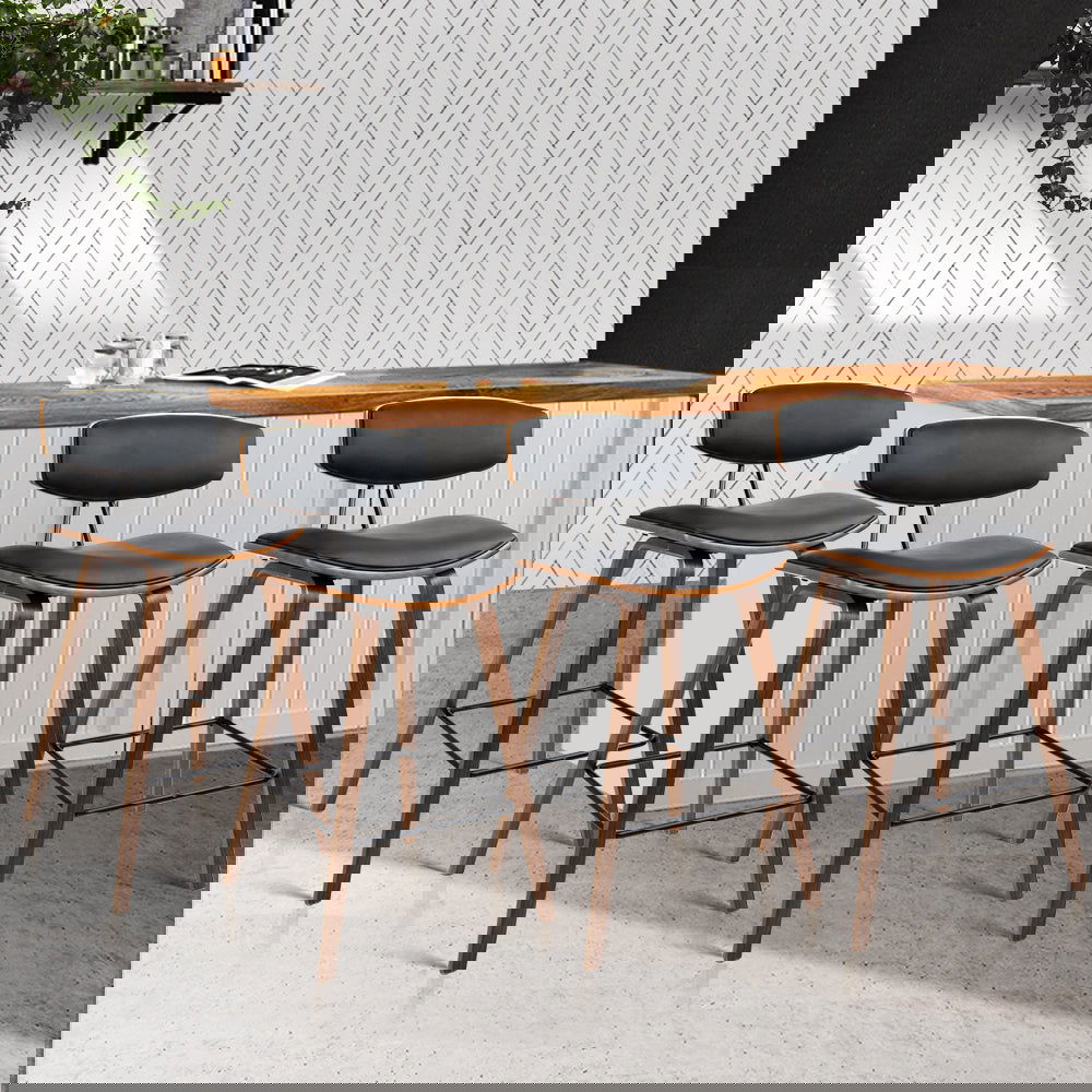 Artiss 4x Bar Stools Leather Padded w/Backrest - Cosy Abode