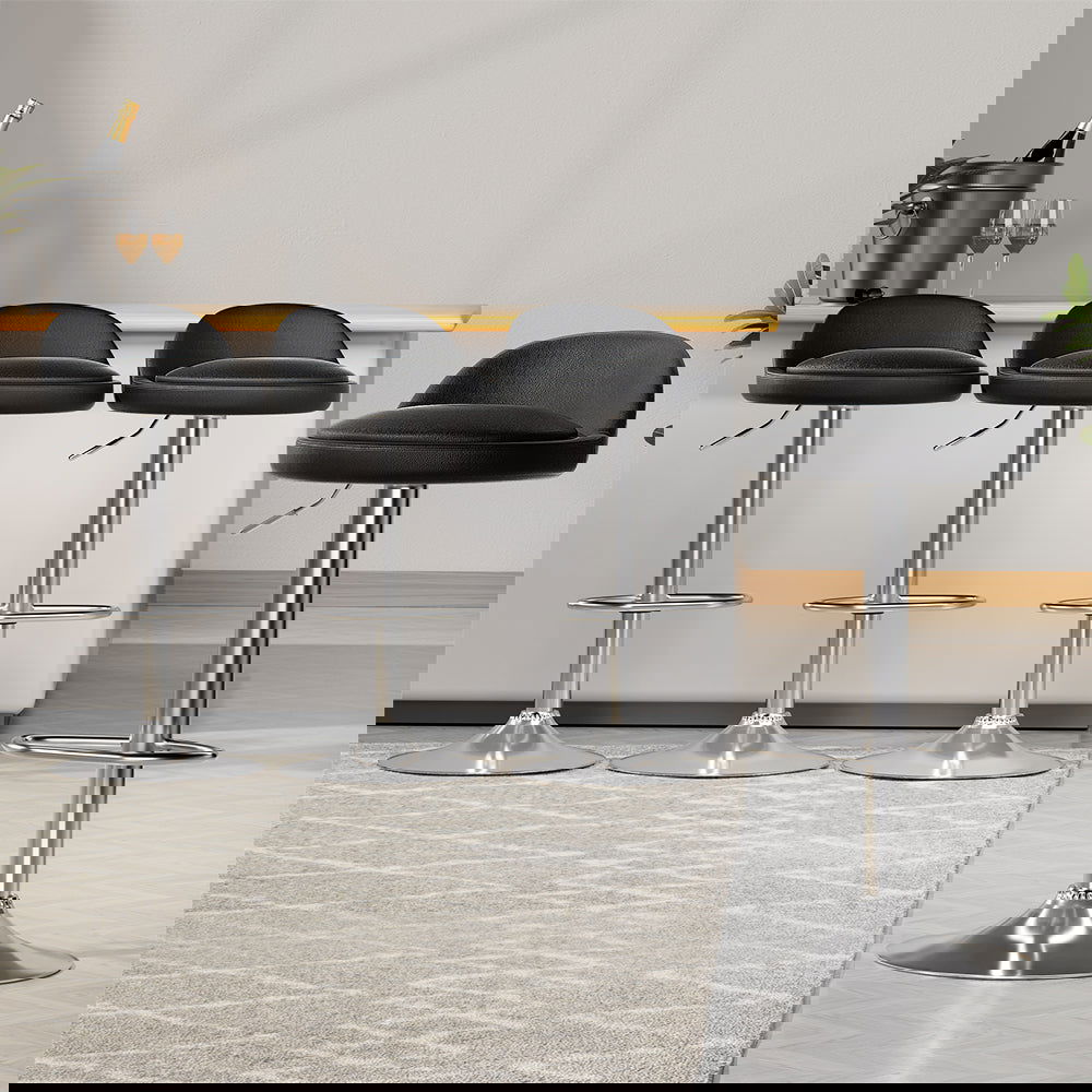 Artiss 4x Bar Stools PU Leather Gas Lift Black - Cosy Abode