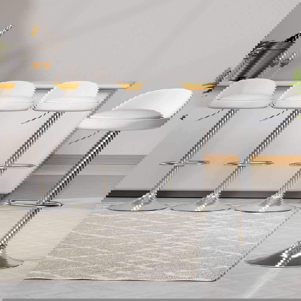 Artiss 4x Bar Stools PU Leather Gas Lift White - Cosy Abode