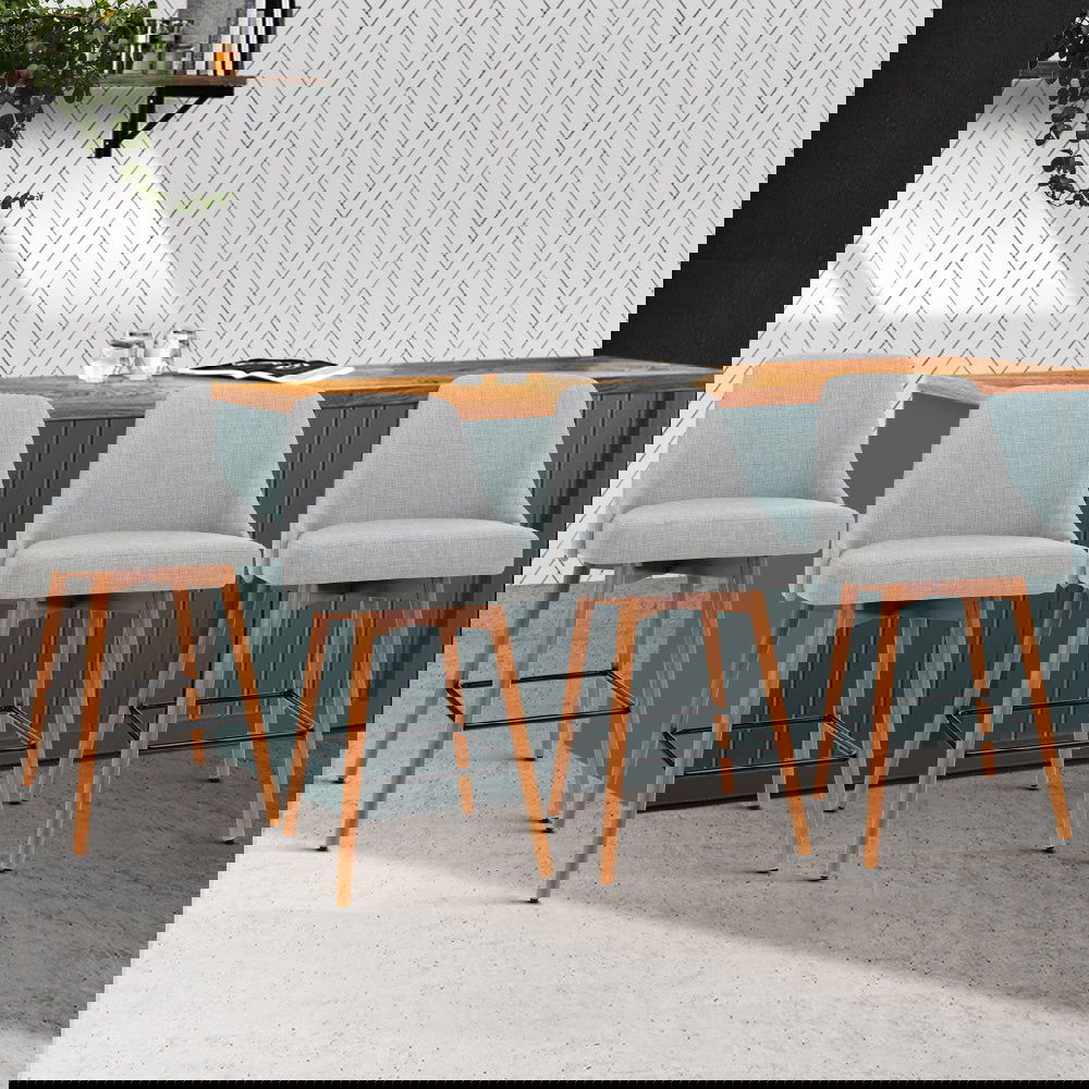 Artiss 4x Bar Stools Swivel Seat Wooden Grey - Cosy Abode