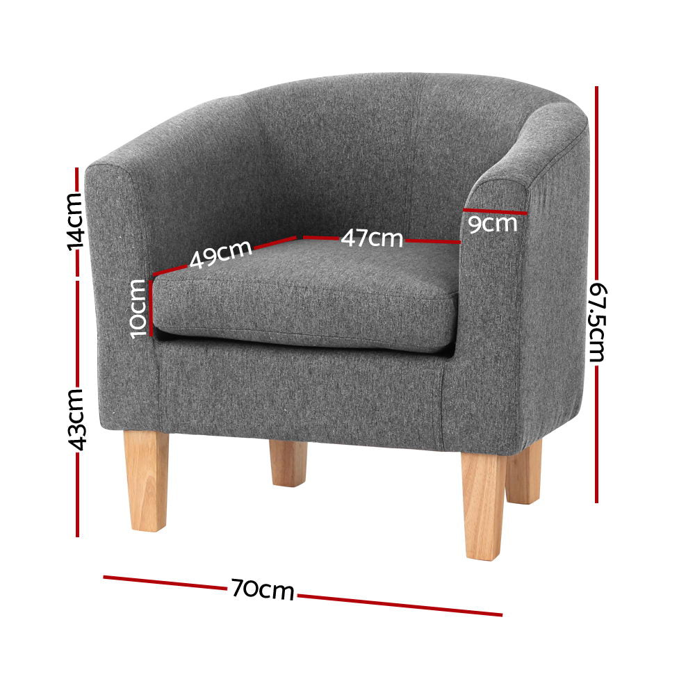 Artiss Abby Fabric Armchair - Grey - Cosy Abode