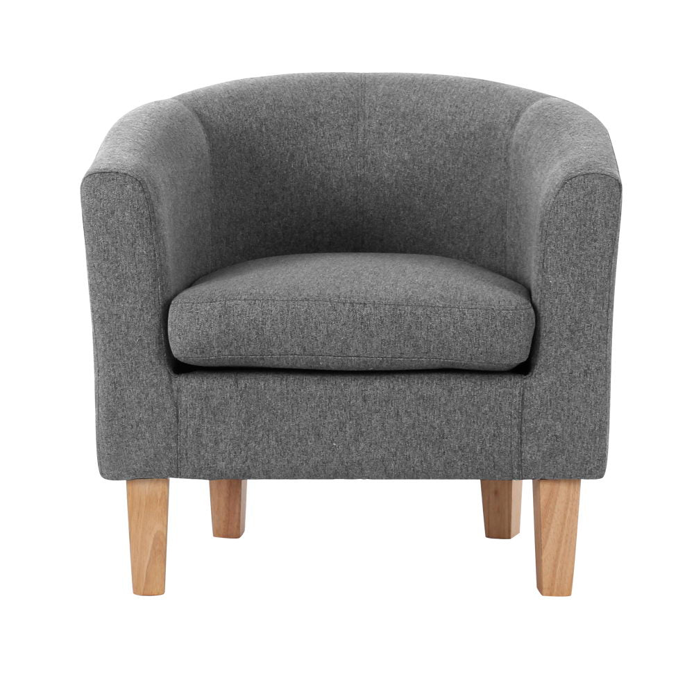 Artiss Abby Fabric Armchair - Grey - Cosy Abode
