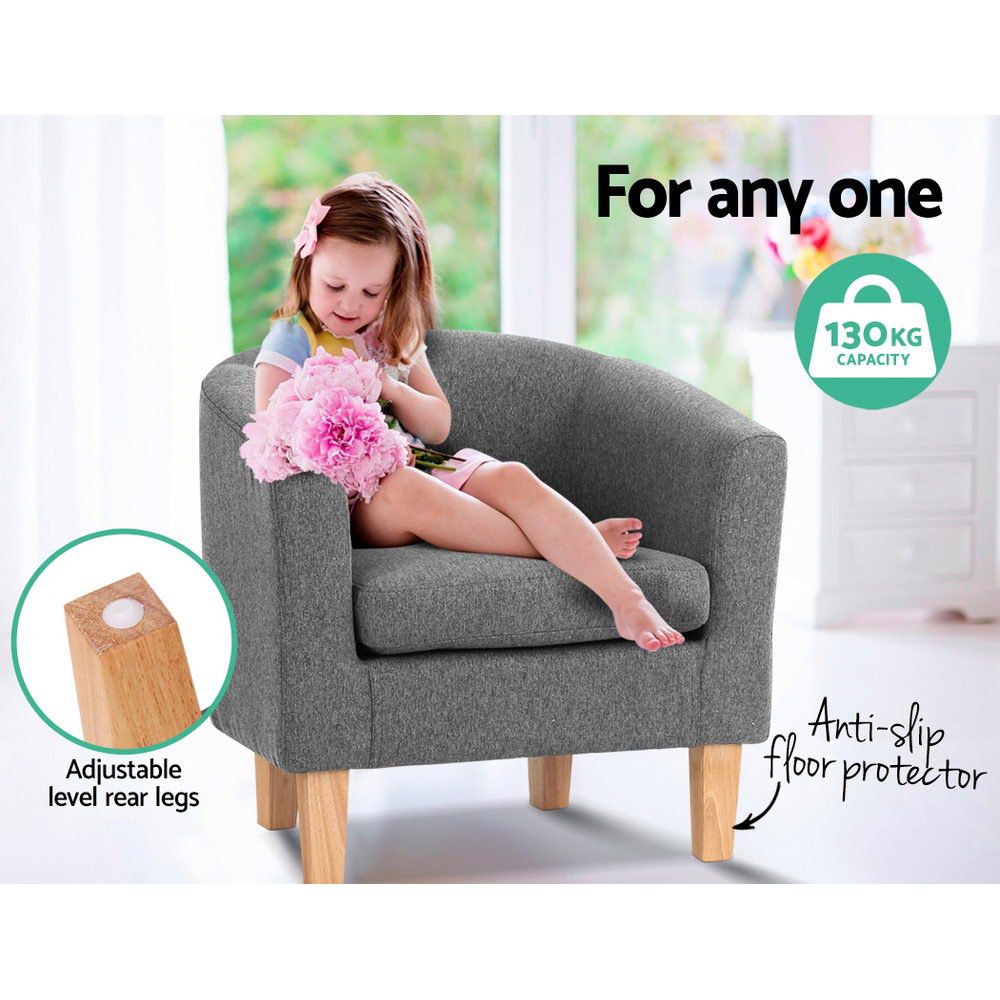 Artiss Abby Fabric Armchair - Grey - Cosy Abode