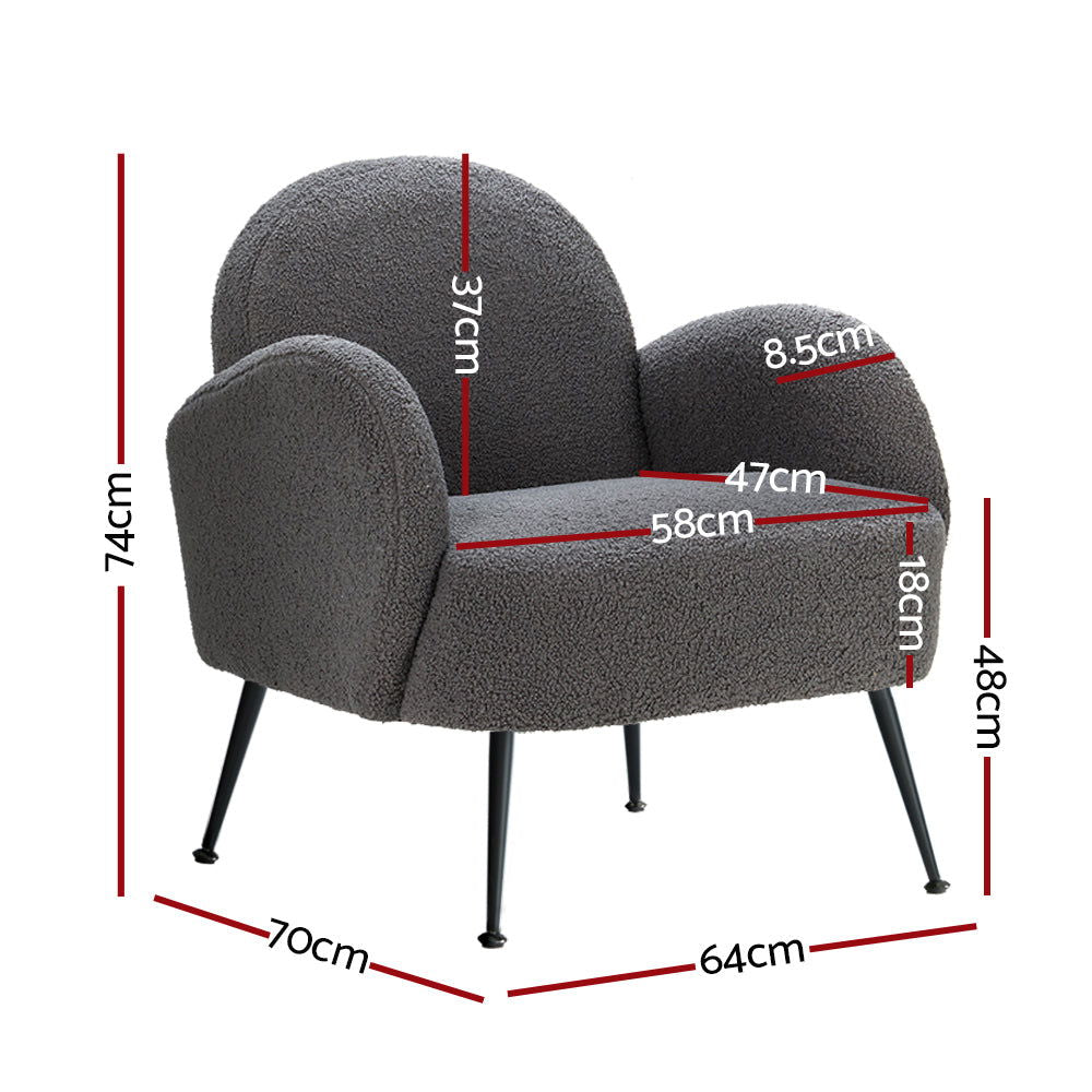 Artiss Armchair Boucle Charcoal Hanes - Cosy Abode