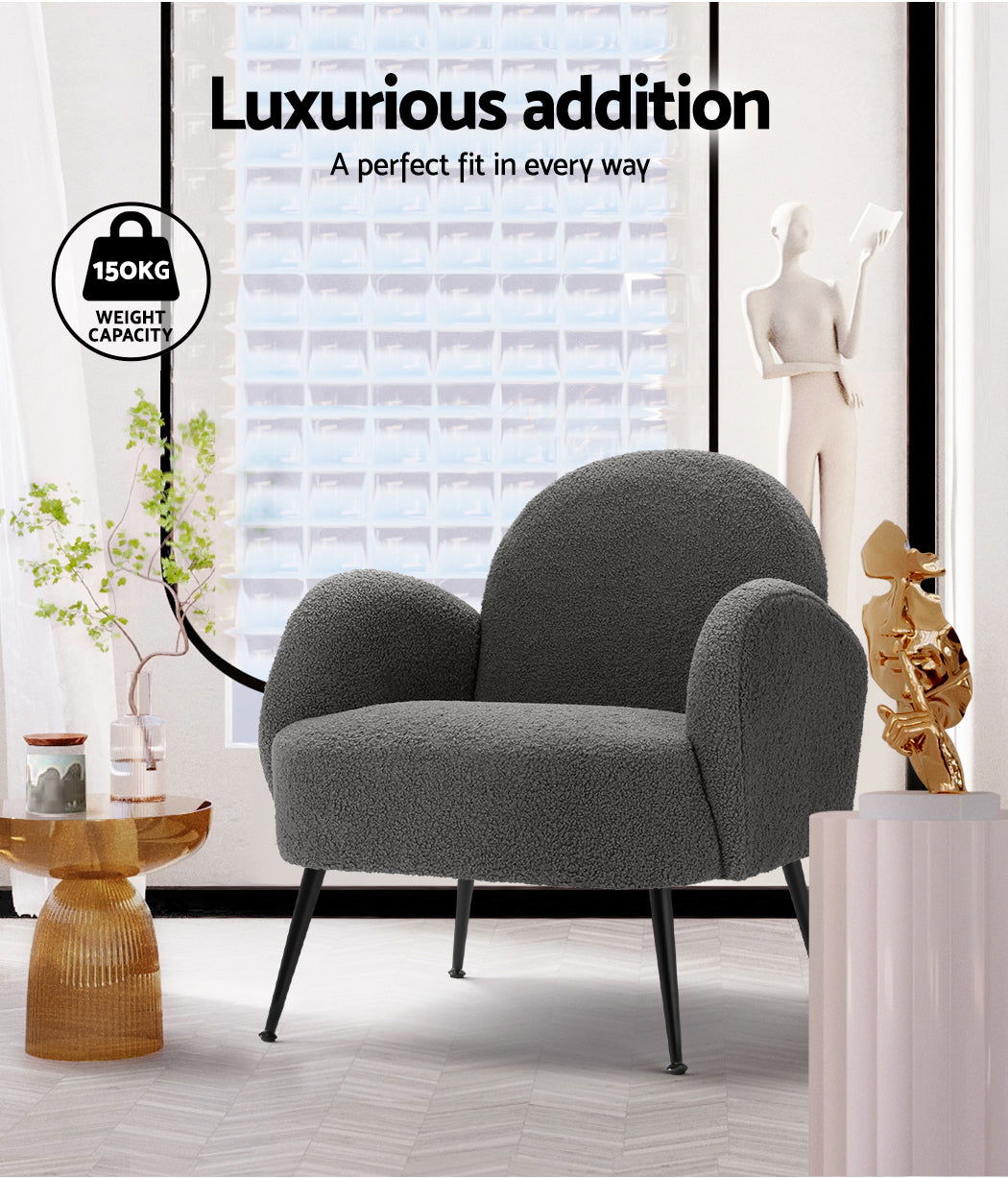 Artiss Armchair Boucle Charcoal Hanes - Cosy Abode