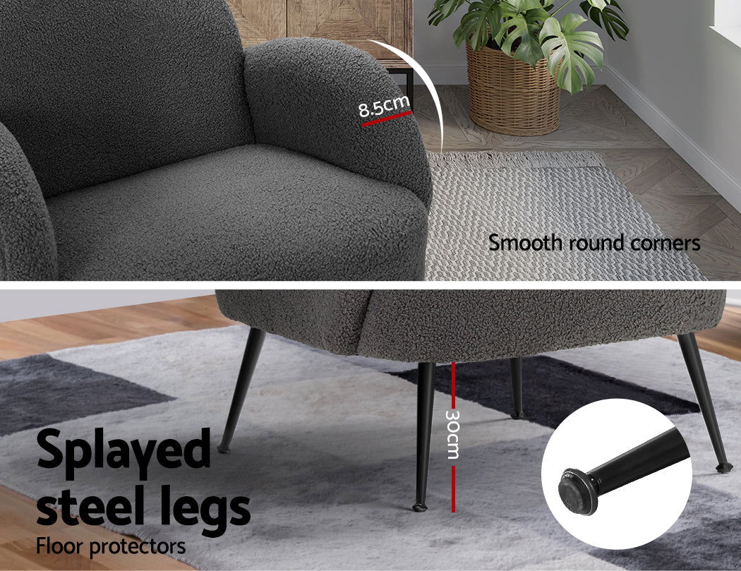 Artiss Armchair Boucle Charcoal Hanes - Cosy Abode