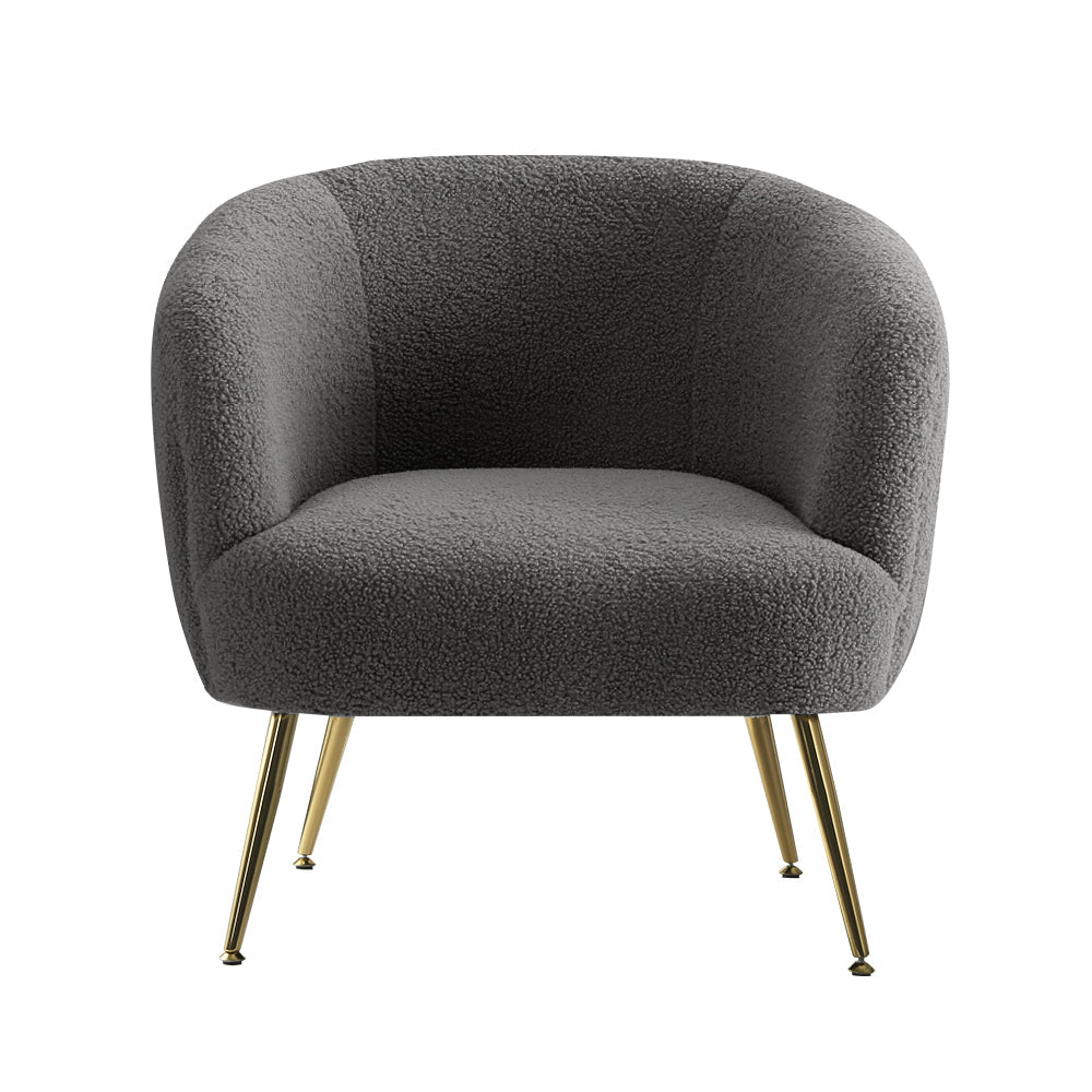 Artiss Armchair Lounge Chair Accent Chairs Arm Armchairs Sherpa Boucle Charcoal - Cosy Abode