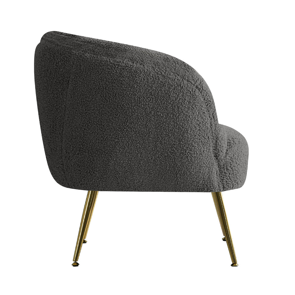 Artiss Armchair Lounge Chair Accent Chairs Arm Armchairs Sherpa Boucle Charcoal - Cosy Abode