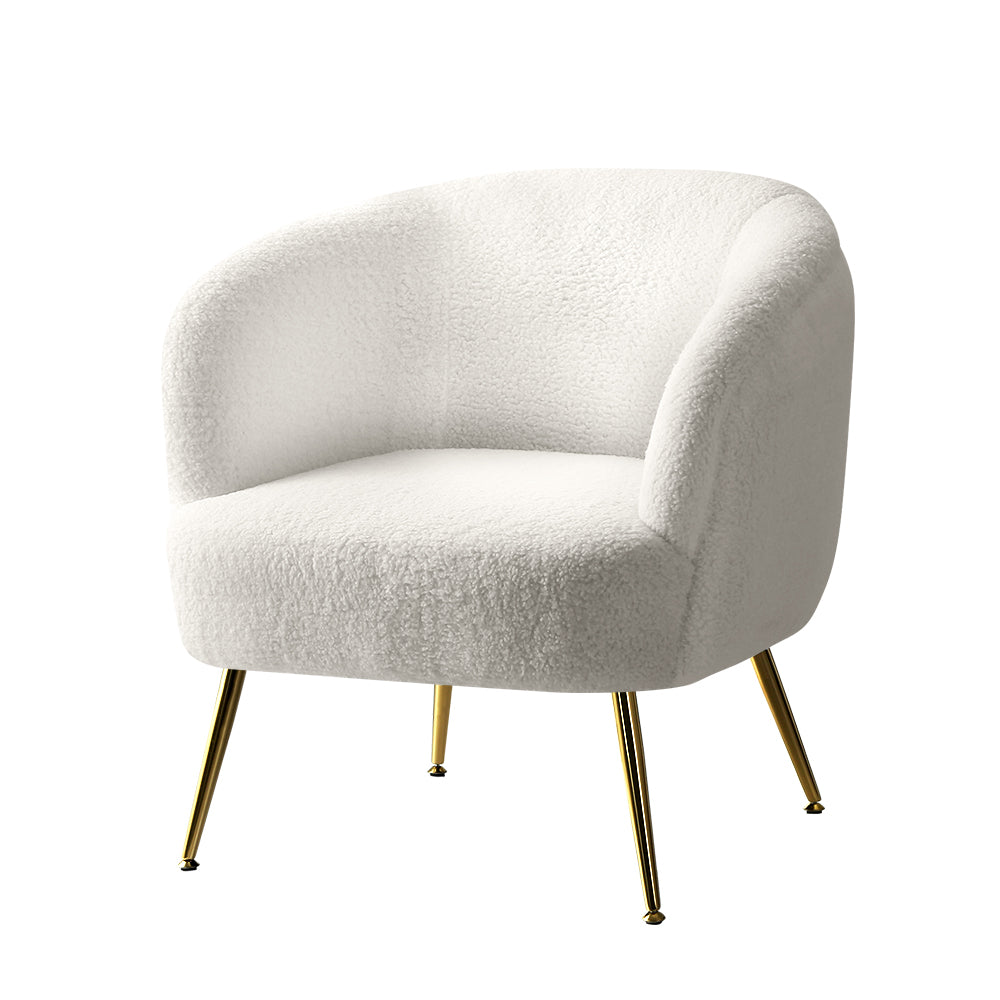 Artiss Armchair Lounge Chair Accent Chairs Armchairs Sherpa Boucle Sofa White - Cosy Abode