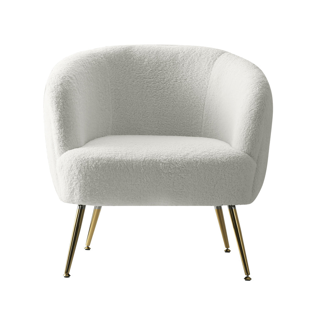 Artiss Armchair Lounge Chair Accent Chairs Armchairs Sherpa Boucle Sofa White - Cosy Abode