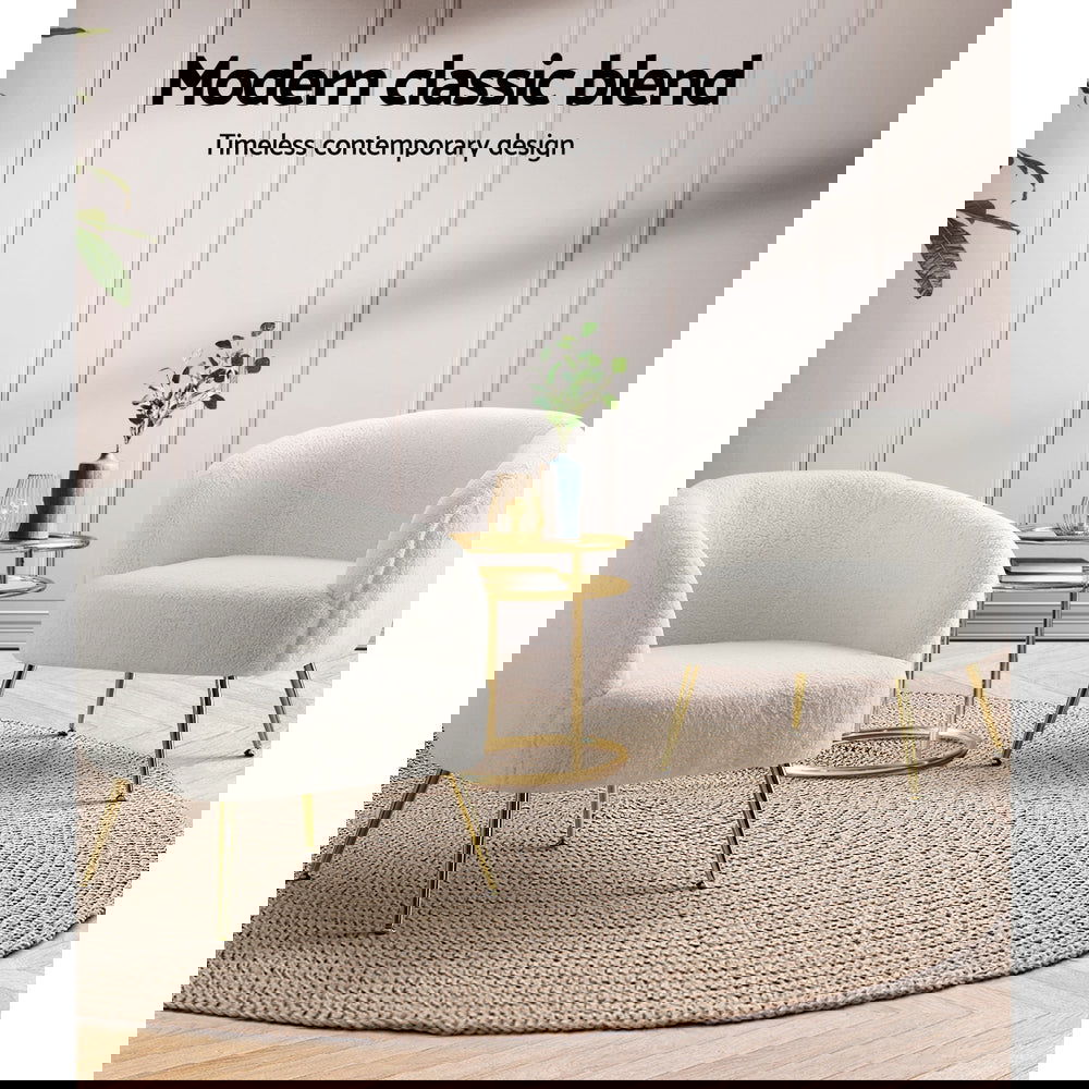 Artiss Armchair Lounge Chair Accent Chairs Armchairs Sherpa Boucle Sofa White - Cosy Abode