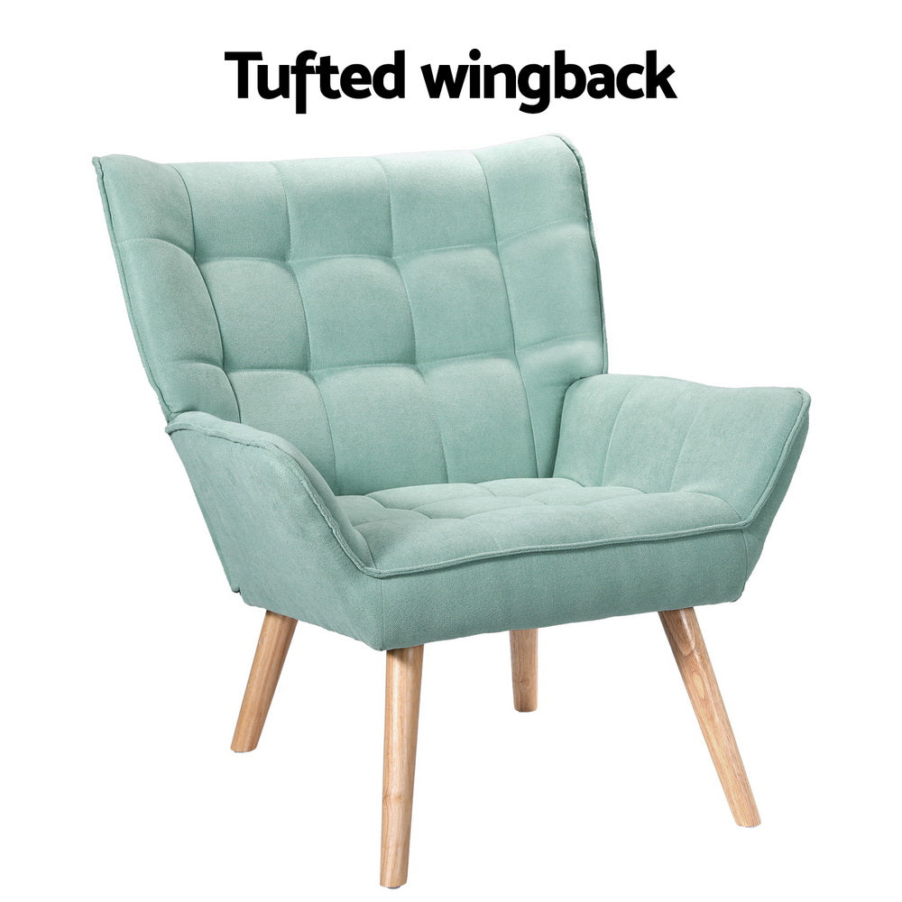 Artiss Armchair Lounge Chair Accent Chairs Sofa Linen Fabric Cushion Seat Blue - Cosy Abode