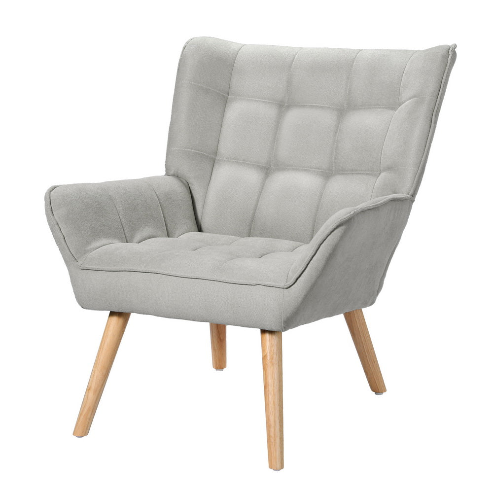 Artiss Armchair Lounge Chair Accent Chairs Sofa Linen Fabric Cushion Seat Grey - Cosy Abode