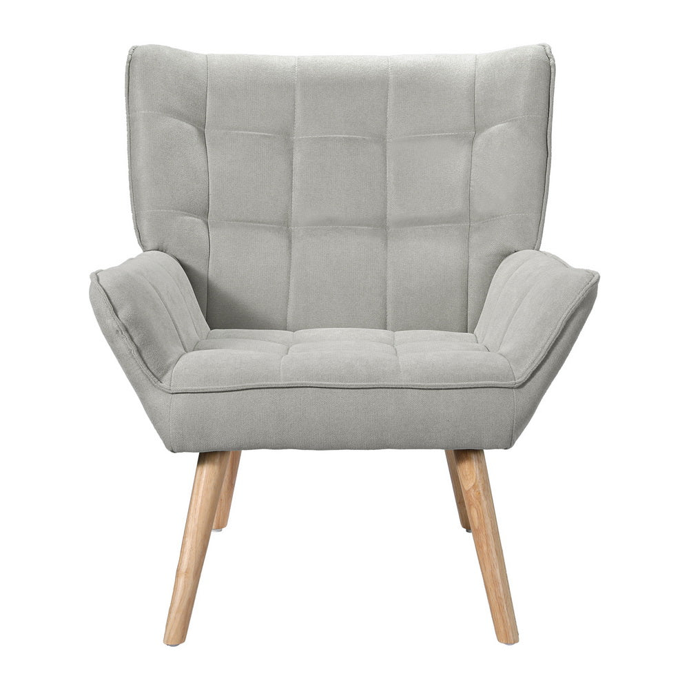 Artiss Armchair Lounge Chair Accent Chairs Sofa Linen Fabric Cushion Seat Grey - Cosy Abode
