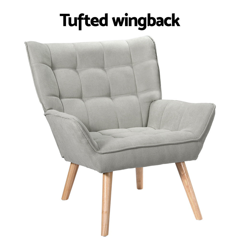 Artiss Armchair Lounge Chair Accent Chairs Sofa Linen Fabric Cushion Seat Grey - Cosy Abode
