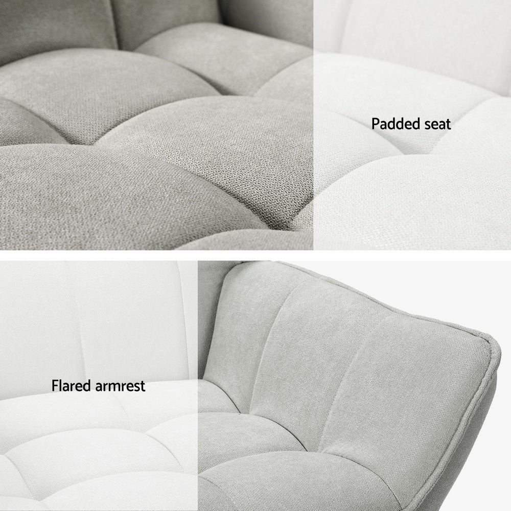 Artiss Armchair Lounge Chair Accent Chairs Sofa Linen Fabric Cushion Seat Grey - Cosy Abode