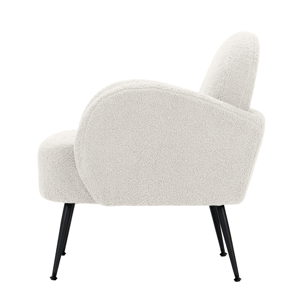 Artiss Armchair Lounge Chair Armchairs Accent Arm Chairs Sherpa Boucle White - Cosy Abode