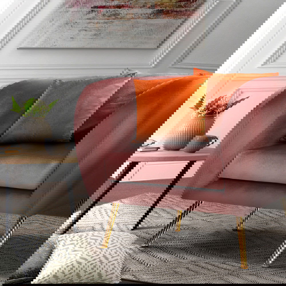 Artiss Armchair Lounge Sofa Arm Chair Accent Chairs Armchairs Couch Velvet Pink - Cosy Abode