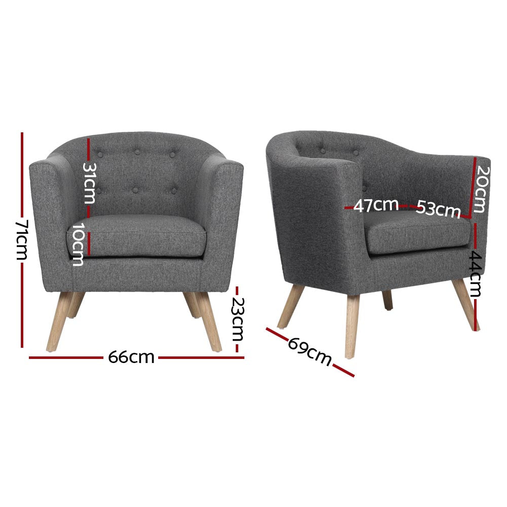 Artiss Armchair Tub Chair Grey Adora - Cosy Abode