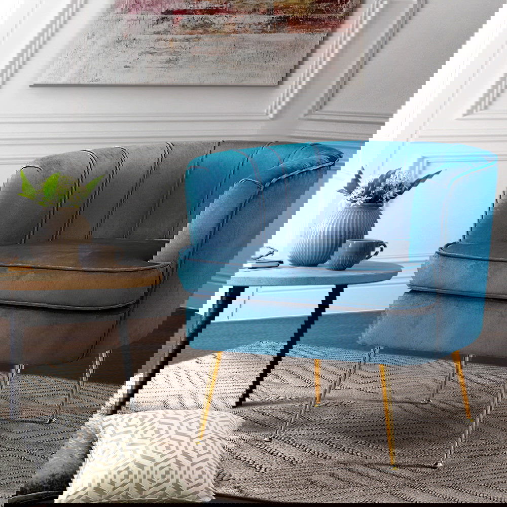 Artiss Armchair Velvet Blue Norvia - Cosy Abode