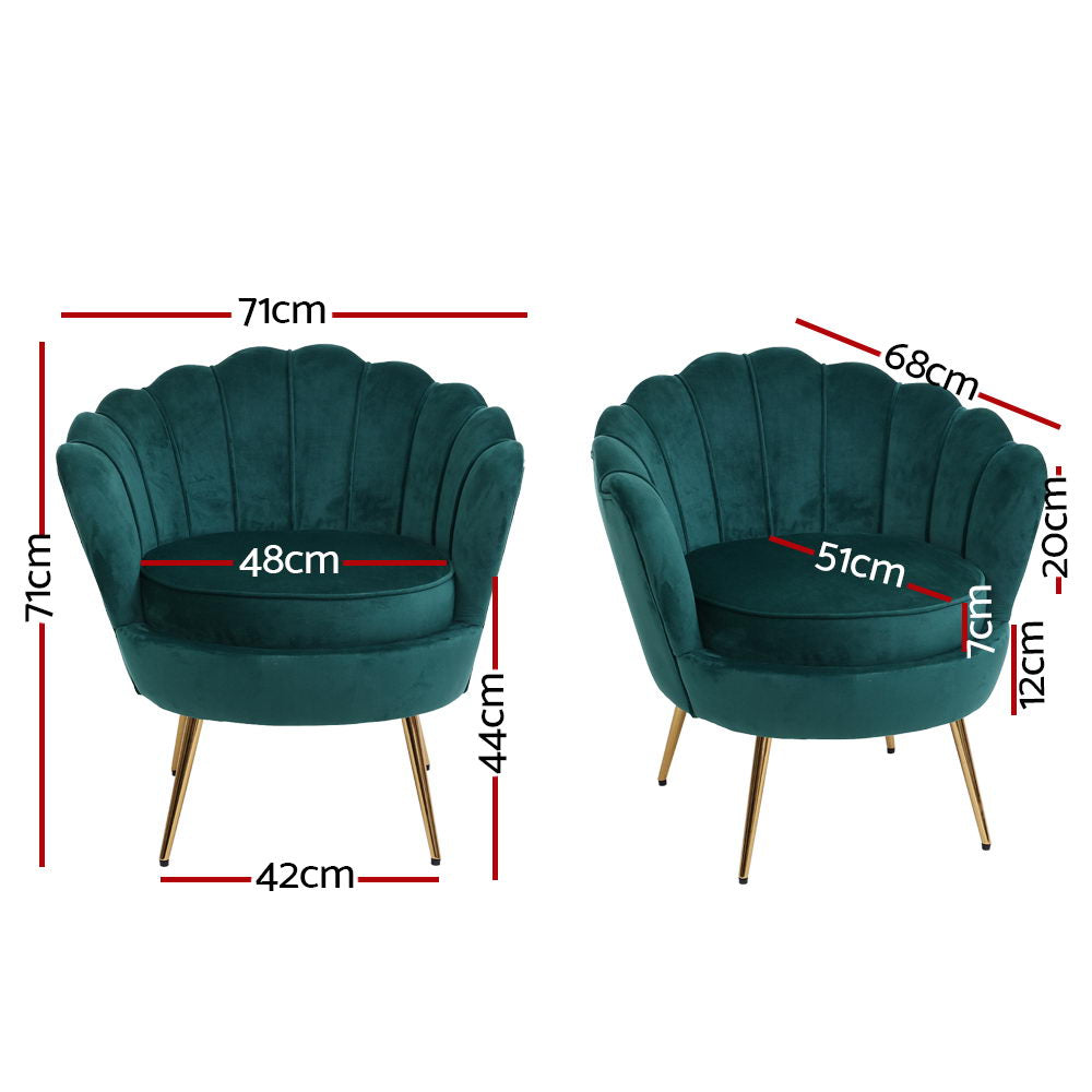 Artiss Armchair Velvet Green Callista - Cosy Abode