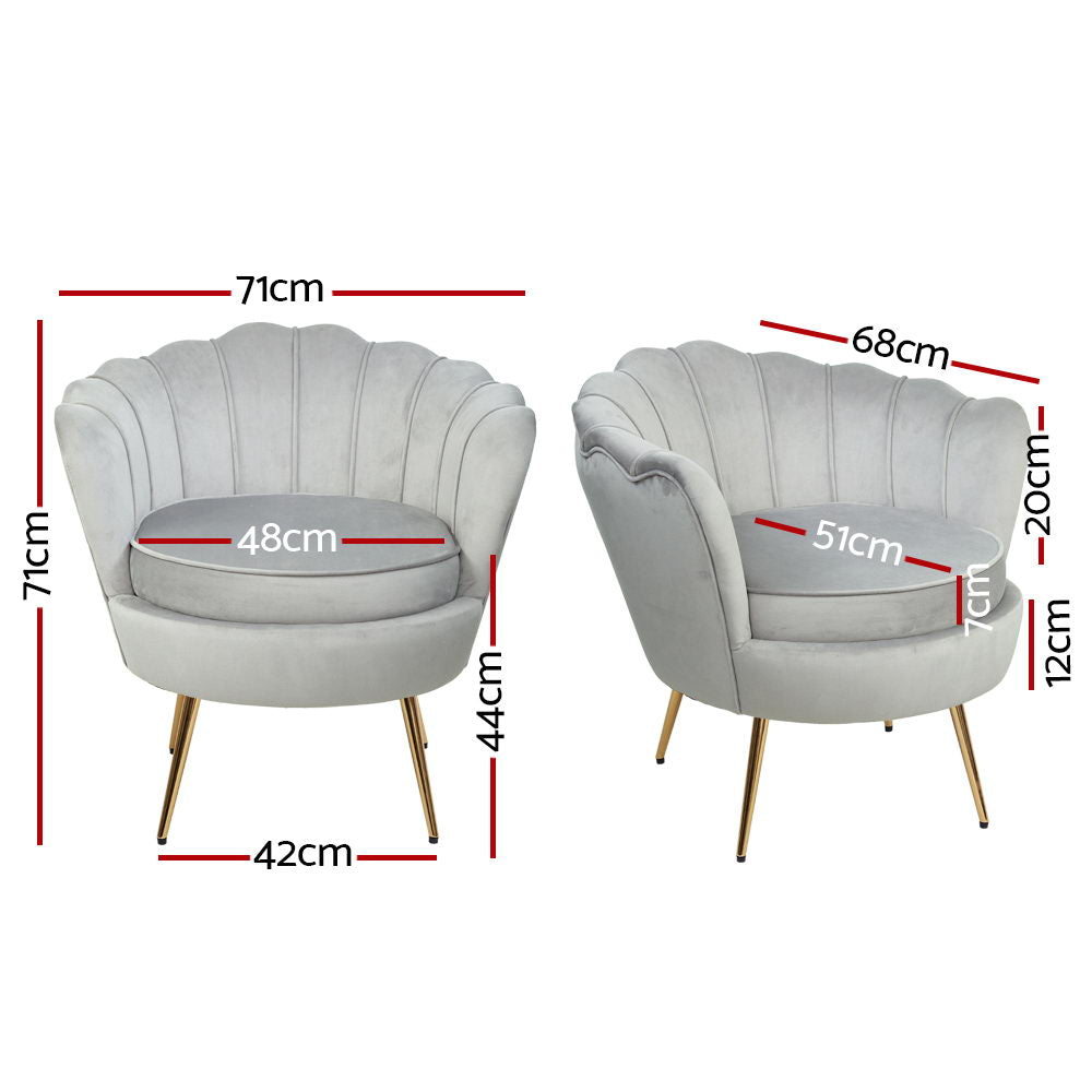 Artiss Armchair Velvet Grey Callista - Cosy Abode