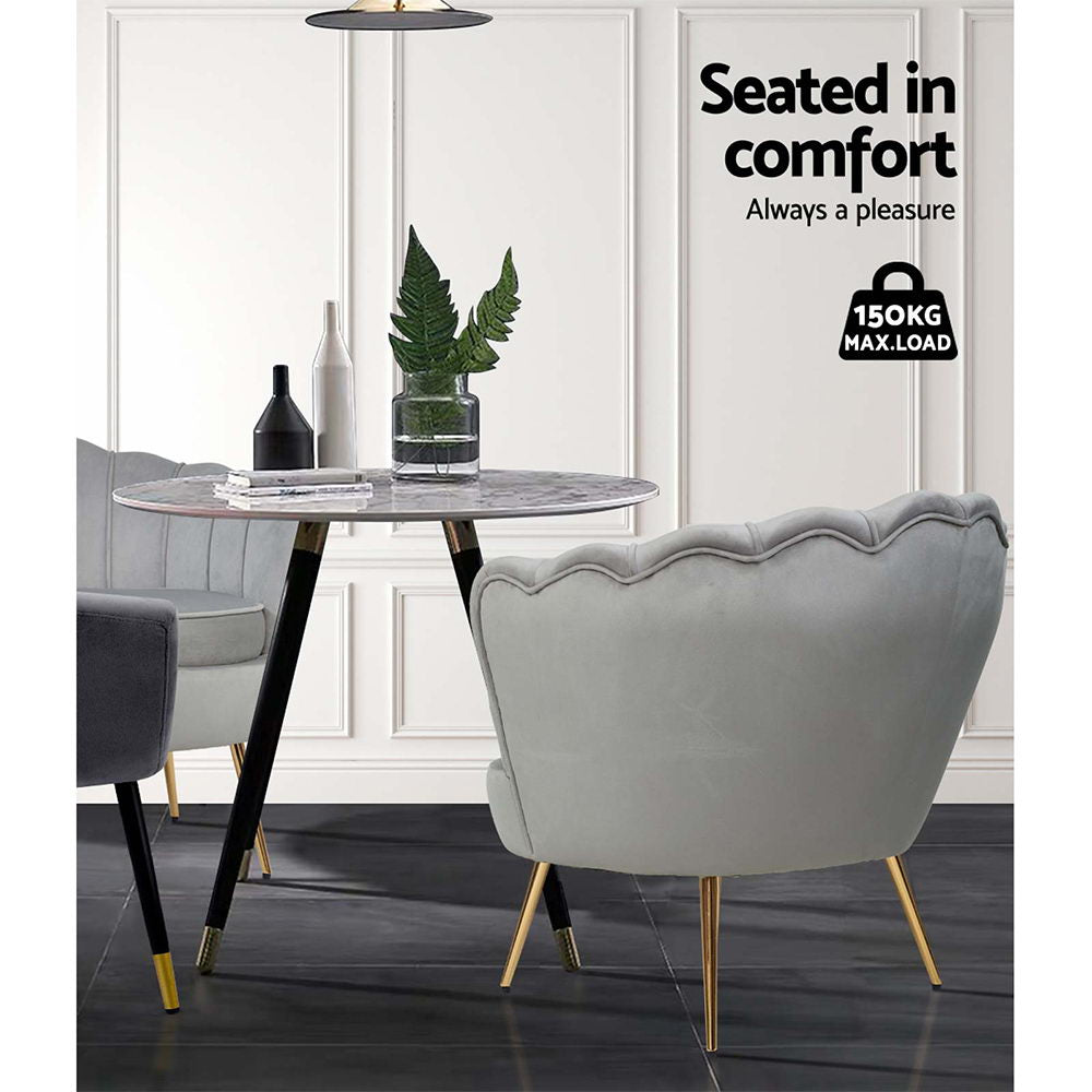 Artiss Armchair Velvet Grey Callista - Cosy Abode