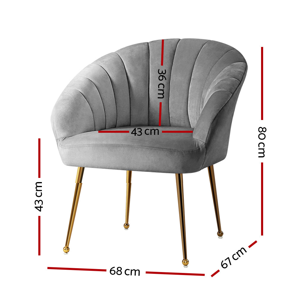 Artiss Armchair Velvet Grey Eloise - Cosy Abode