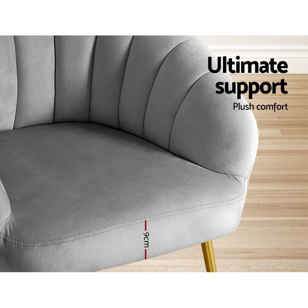 Artiss Armchair Velvet Grey Eloise - Cosy Abode