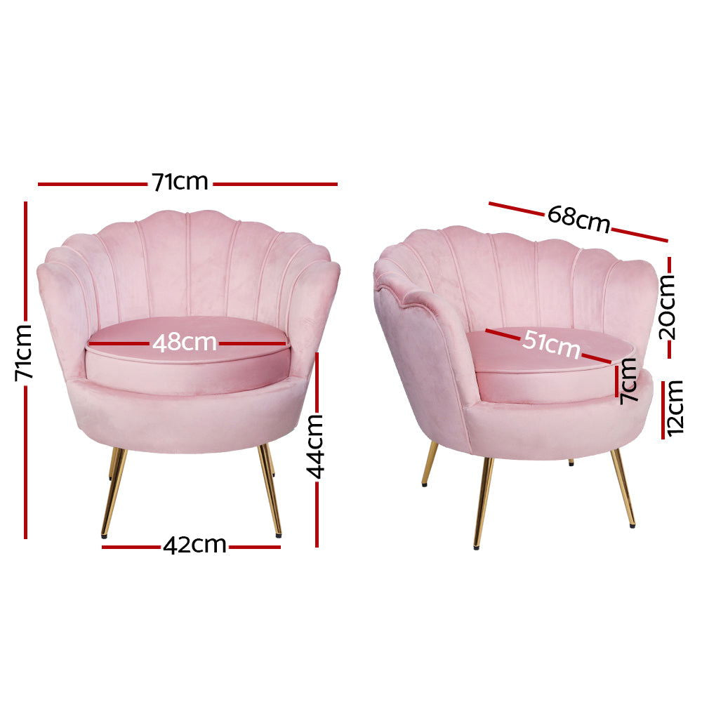 Artiss Armchair Velvet Pink Callista - Cosy Abode