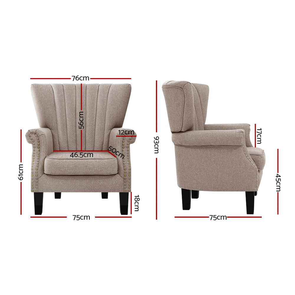 Artiss Armchair Wingback Beige Andrew - Cosy Abode