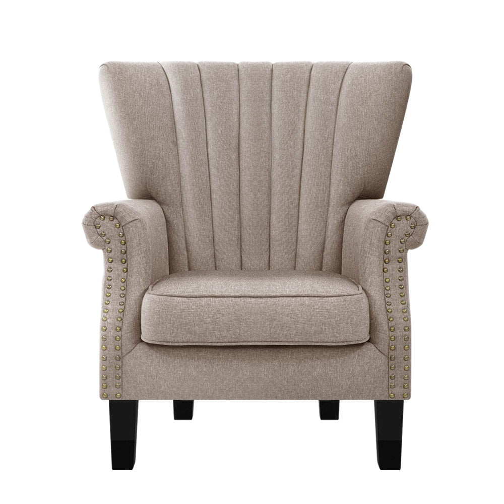 Artiss Armchair Wingback Beige Andrew - Cosy Abode