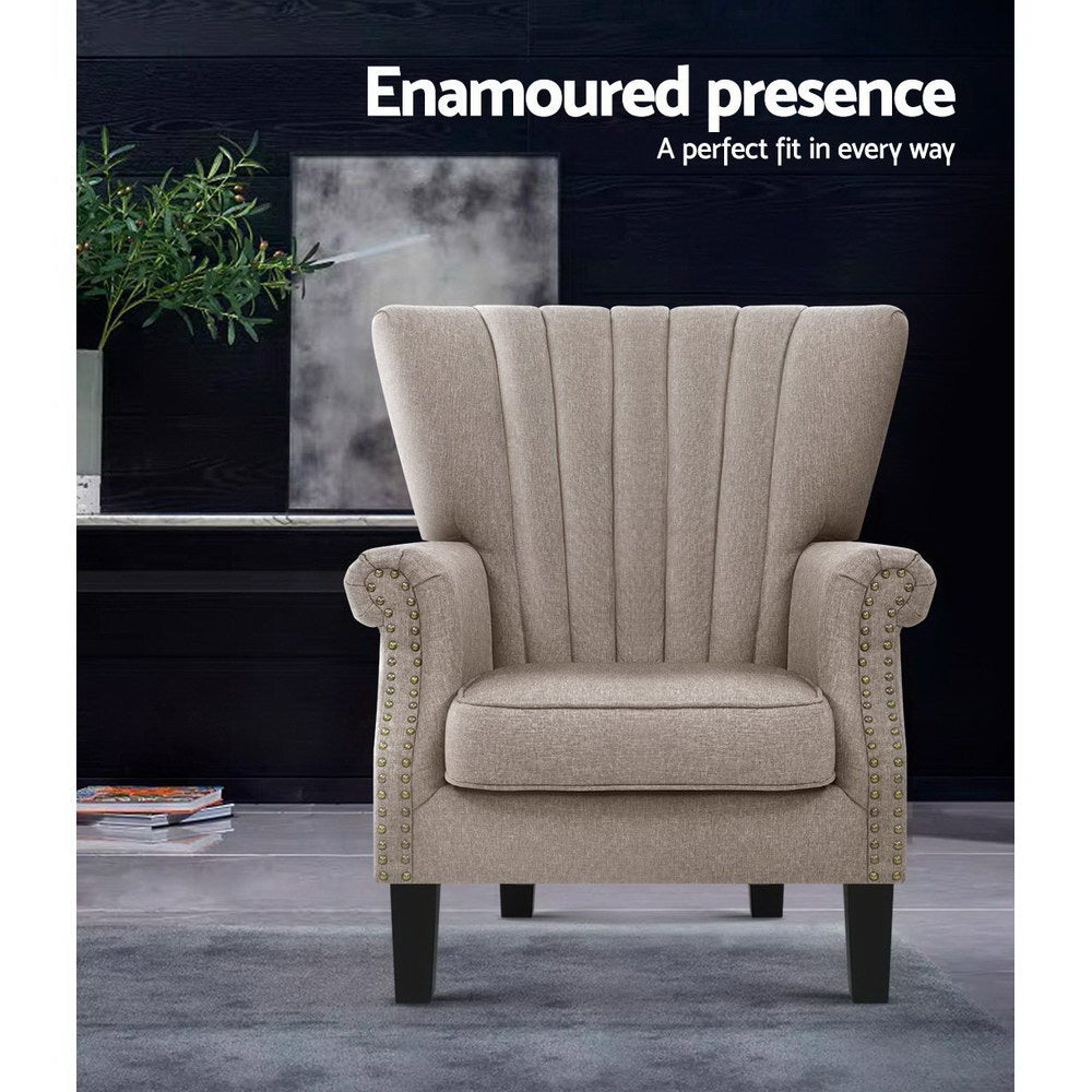 Artiss Armchair Wingback Beige Andrew - Cosy Abode