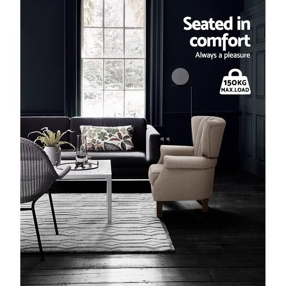 Artiss Armchair Wingback Beige Andrew - Cosy Abode