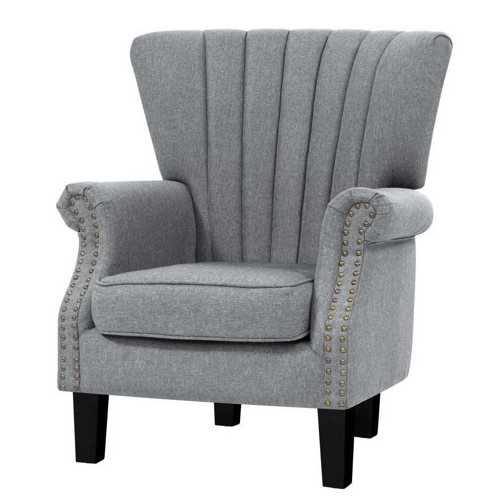 Artiss Armchair Wingback Grey Andrew - Cosy Abode