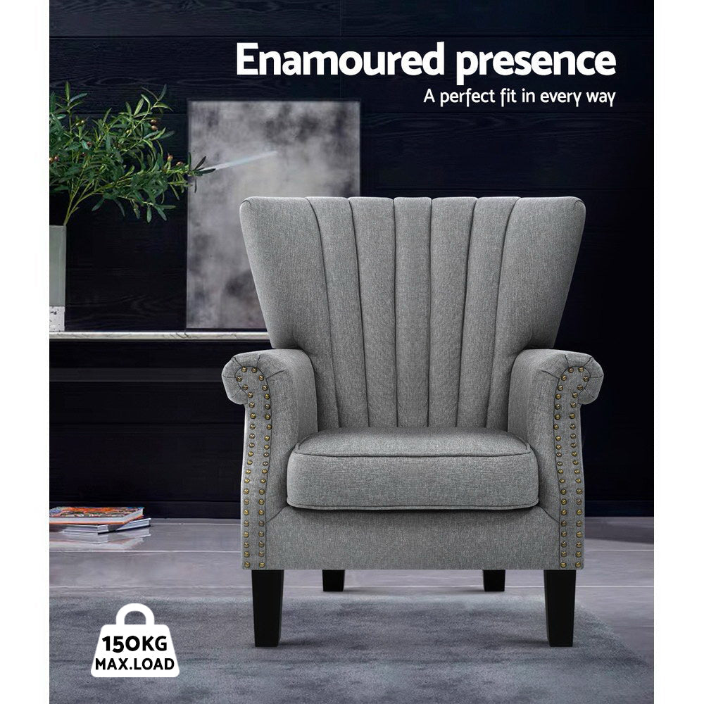 Artiss Armchair Wingback Grey Andrew - Cosy Abode