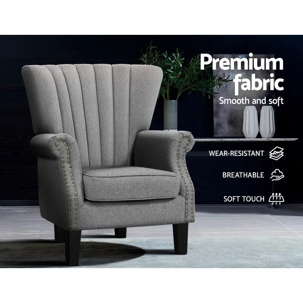 Artiss Armchair Wingback Grey Andrew - Cosy Abode