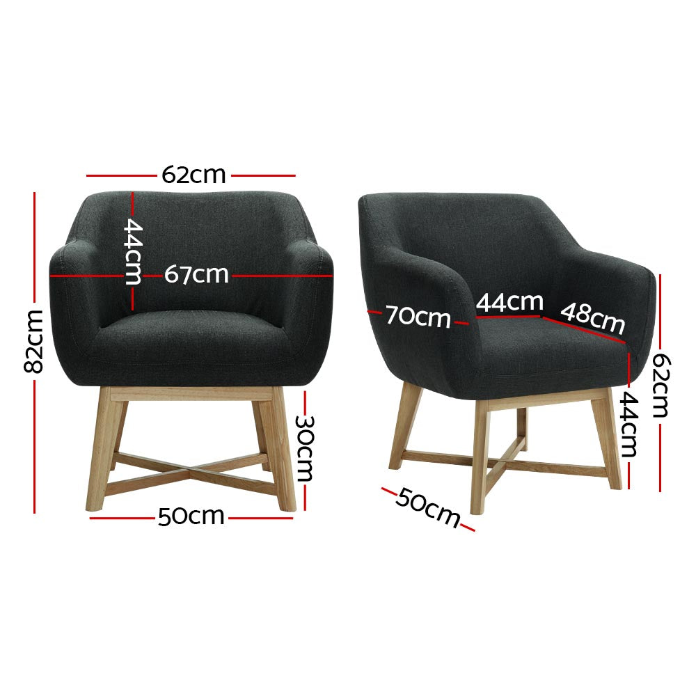 Artiss Aston Tub Accent Chair Charcoal - Cosy Abode