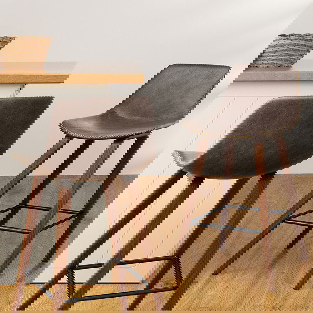 Artiss Bar Stools Kitchen Counter Barstools Leather Wooden Chairs x2 - Cosy Abode