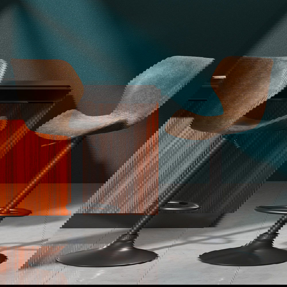 Artiss Bar Stools Kitchen Counter Stools Swivel Gas Lift Vintage Chairs Brown x2 - Cosy Abode