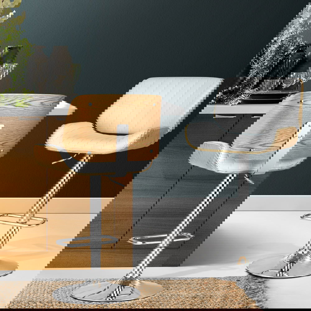 Artiss Bar Stools Swivel Leather Chairs Wooden - Cosy Abode