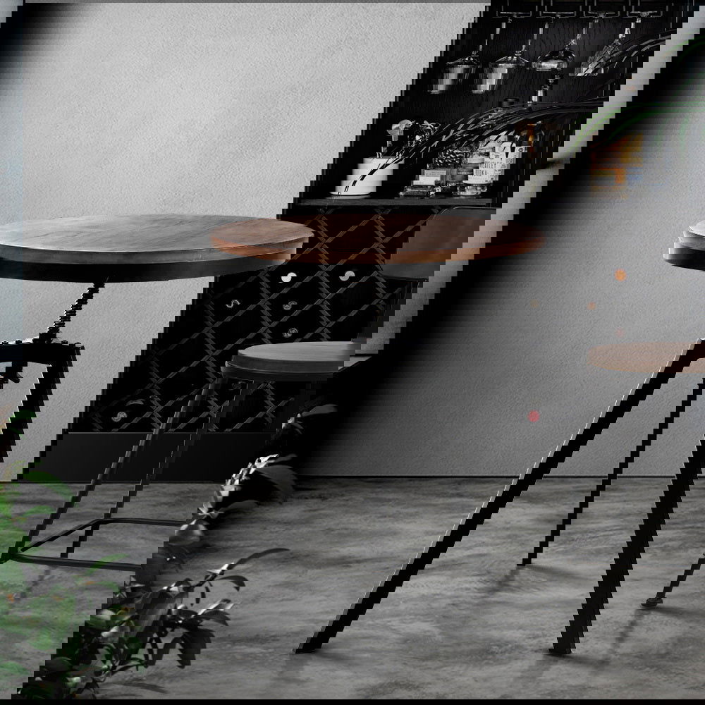 Artiss Bar Table 67-86CM Height Round Brown - Cosy Abode