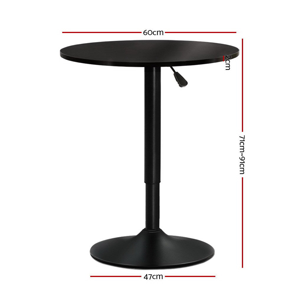 Artiss Bar Table Gas Lift Round Black - Cosy Abode